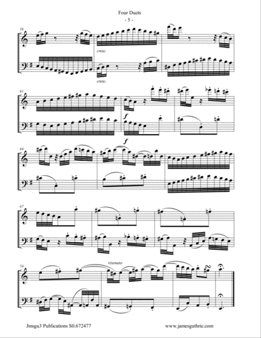 Bach: Four Duets for Alto Flute & Cello Flute scores gallery preview page 5