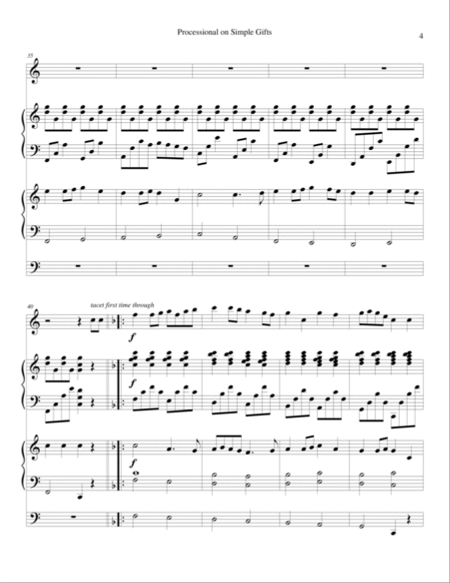 Processional on 'Simple Gifts' Woodwind Duet scores gallery preview page 4