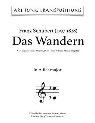 Book cover for SCHUBERT: Das Wandern, D. 795 no. 1 (transposed to A-flat major, G major, and G-flat major)