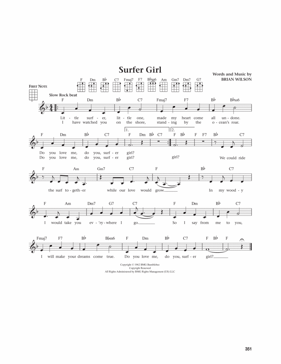 Surfer Girl (from The Daily Ukulele) (arr. Jim Beloff) Ukulele scores gallery preview page 1