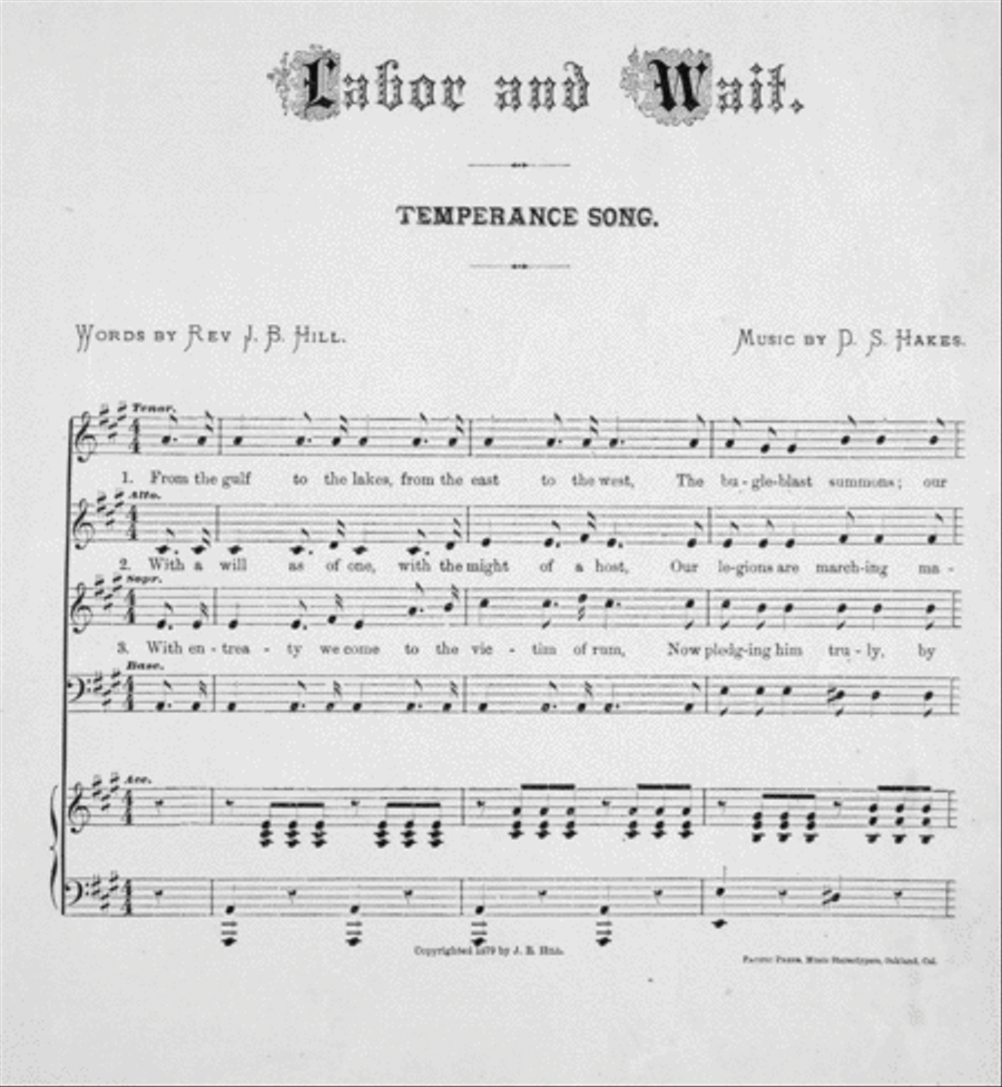 Labor and Wait. Temperance Song 3-Part scores gallery preview page 2