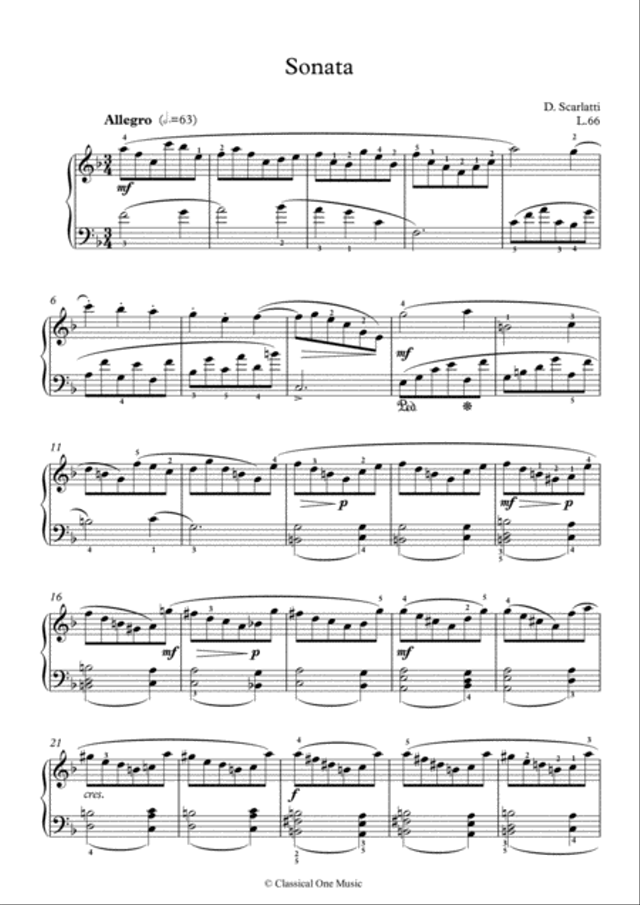 Scarlatti-Sonata in F-Major L.66 K.317(piano) Piano Solo scores gallery preview page 2