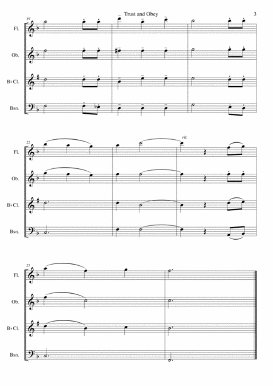 Trust and Obey for wind quartet Woodwind Quartet scores gallery preview page 3