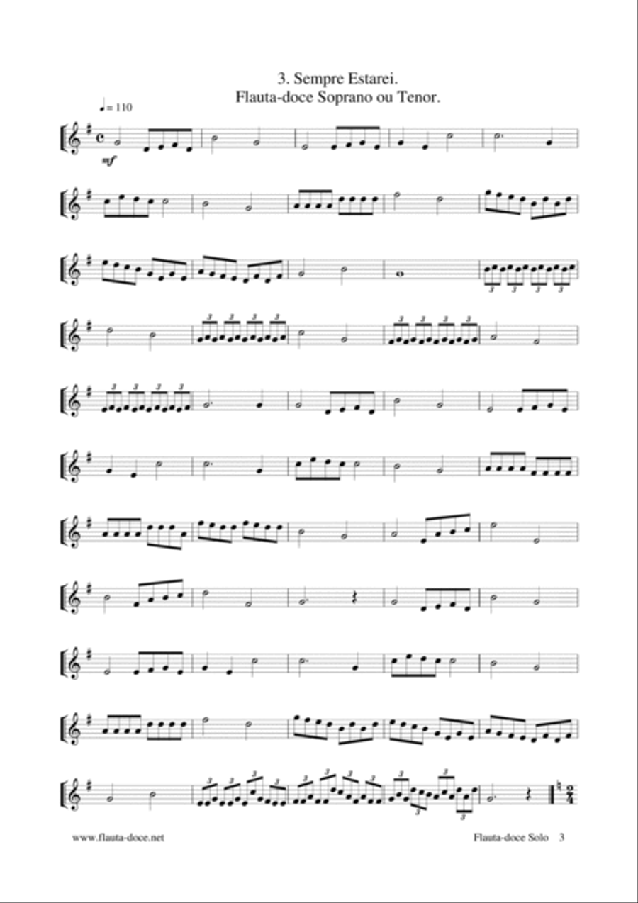 Flauta-doce Solo, Recorder Choir scores gallery preview page 3
