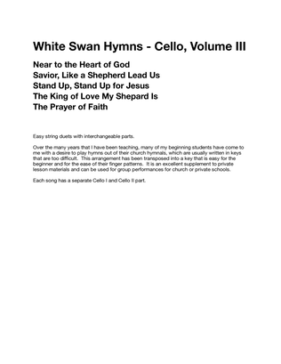 White Swan Hymns - Cello, Volume III