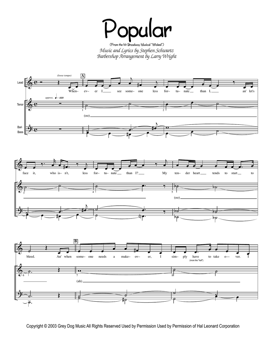 Popular Song Popular Song SSAA scores gallery preview page 1