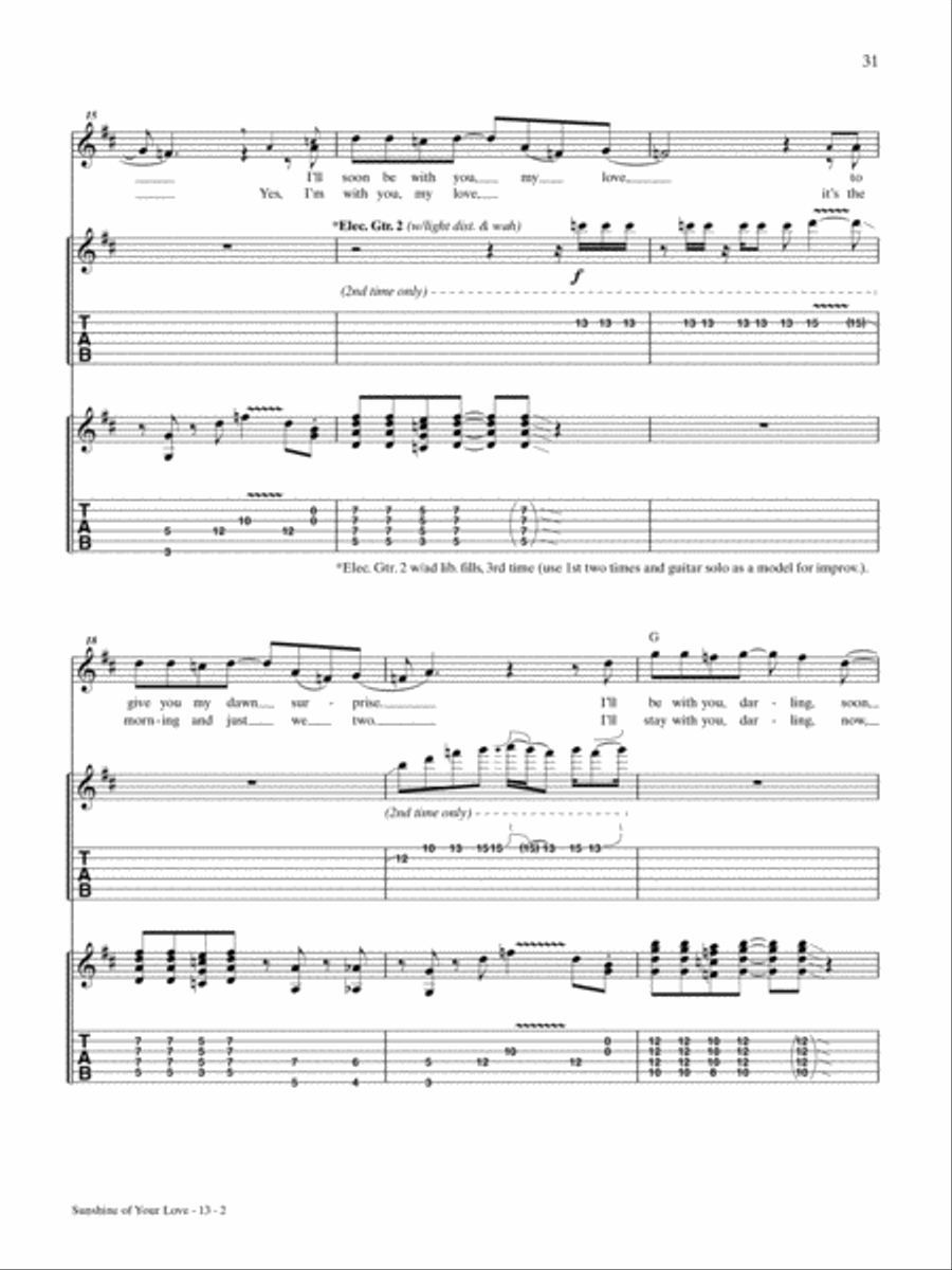 Sunshine of Your Love Guitar Tablature scores gallery preview page 2