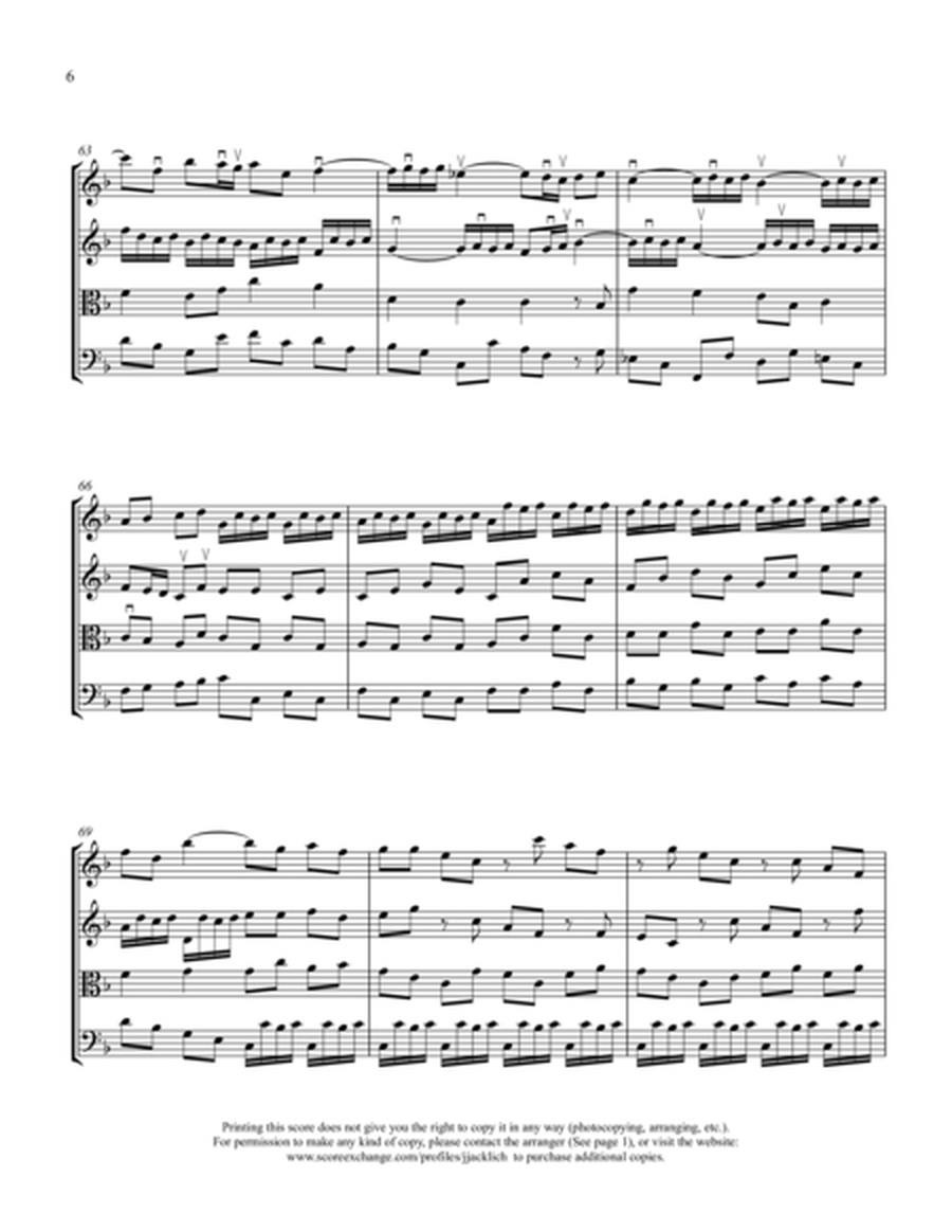 Water Music, First Suite in F Major (for String Quartet)