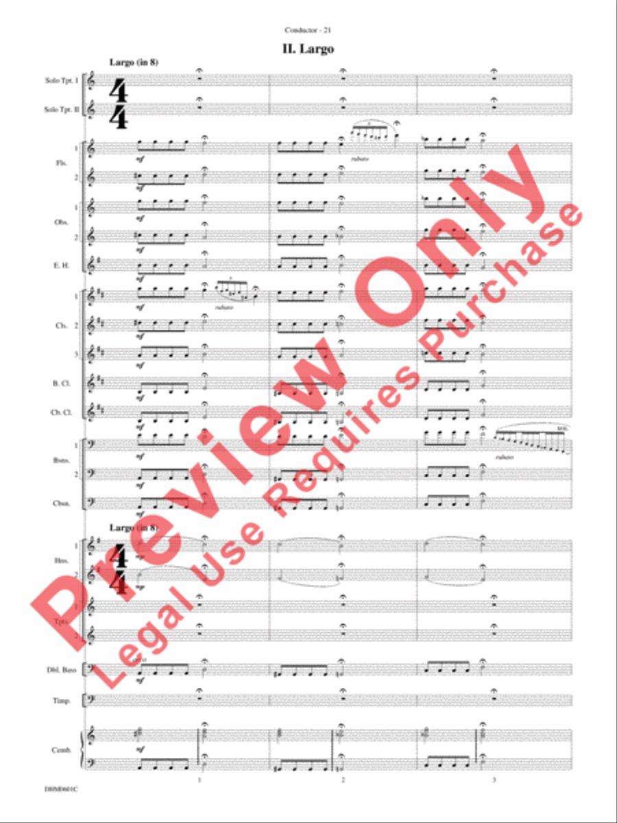 Concerto in C Major for Two Trumpets (I. Allegro, II. Largo, III. Allegro) Concert Band scores gallery preview page 25