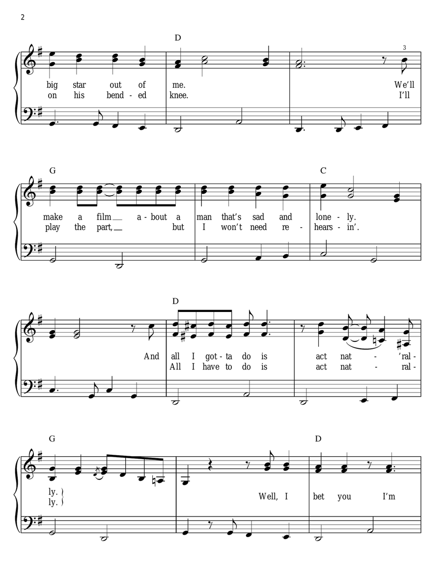 Act Naturally Easy Piano scores gallery preview page 2