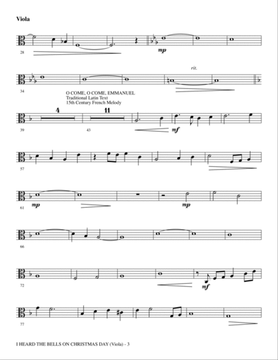 I Heard The Bells On Christmas Day (Celebrating Peace On Earth) - Viola Choir scores gallery preview page 3