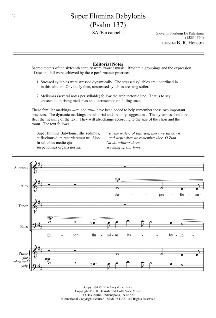Super Flumina Babylonis Super Flumina Babylonis 4-Part scores gallery preview page 1