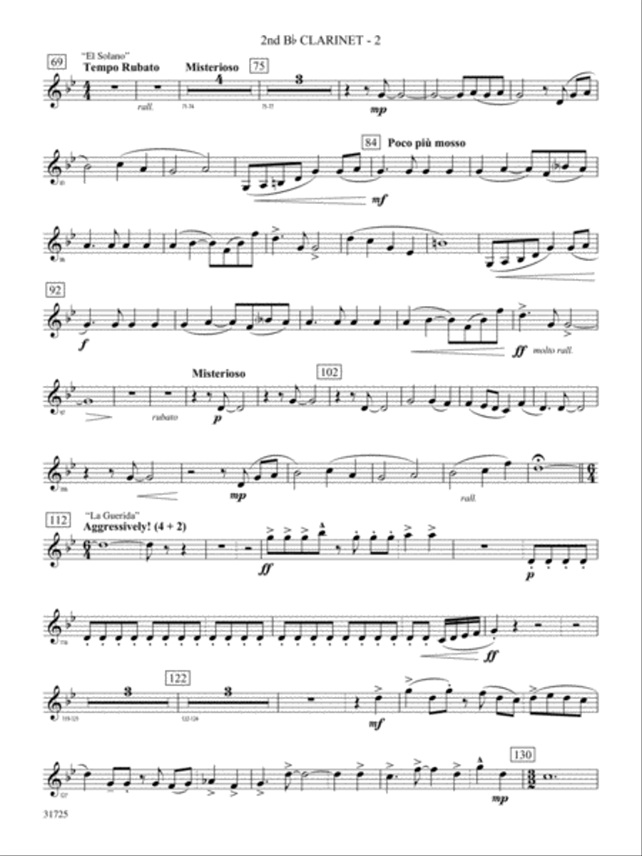 Iberian Escapades: 2nd B-flat Clarinet Concert Band scores gallery preview page 2
