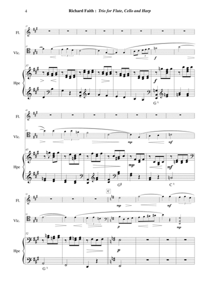Richard Faith: Trio for flute, cello (or viola) and harp