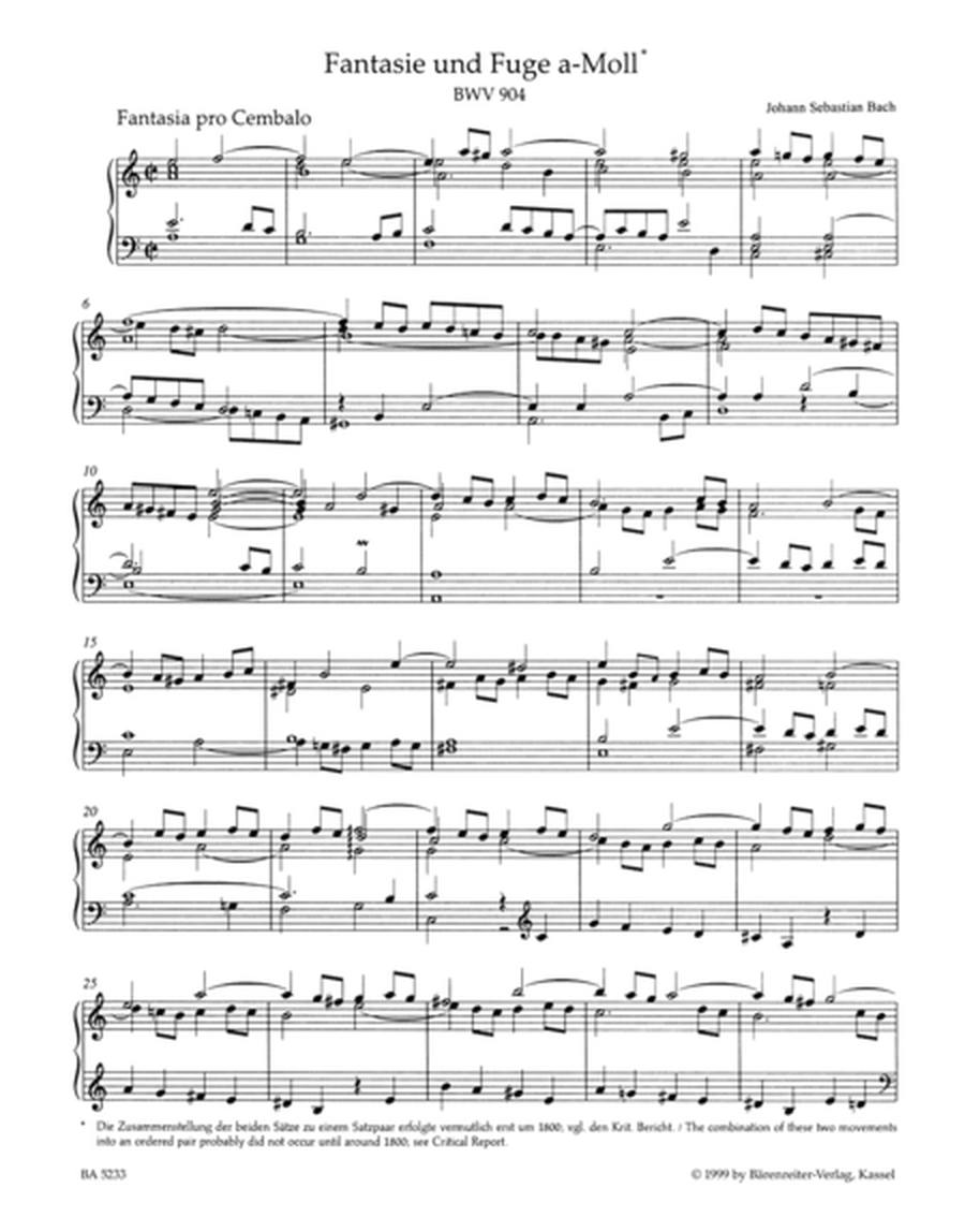 Einzeln ueberlieferte Klavierwerke II BWV 904, 906, 923/951, 951a, 944, 946, 948-950, 952, 959, 961, 967