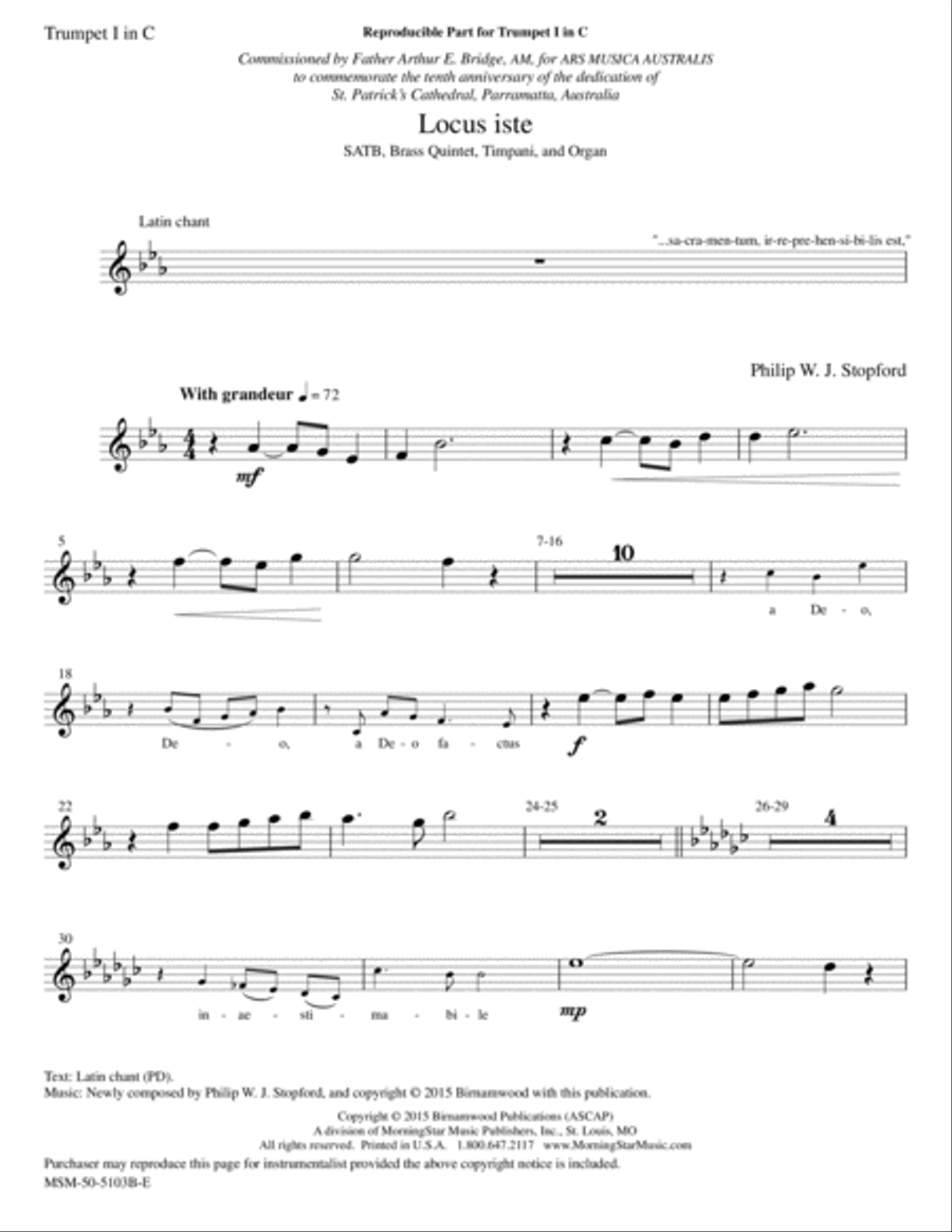 Locus Iste (Downloadable Instrumental Parts)