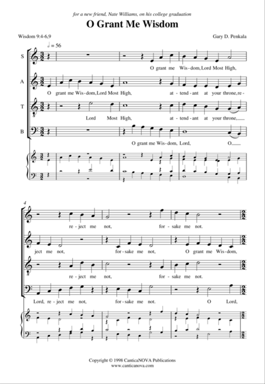 O Grant Me Wisdom 4-Part scores gallery preview page 2