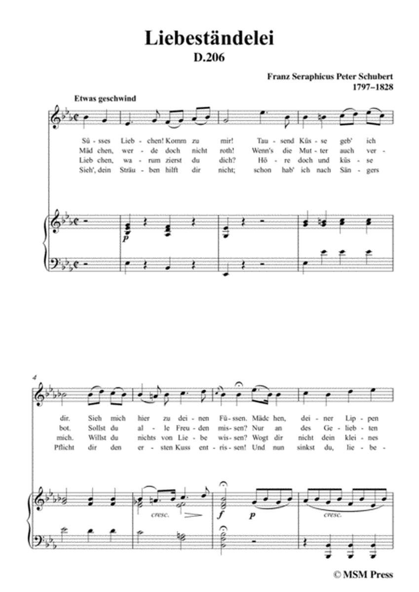 Schubert-Liebeständelei,in E flat Major,for Voice&Piano image number null