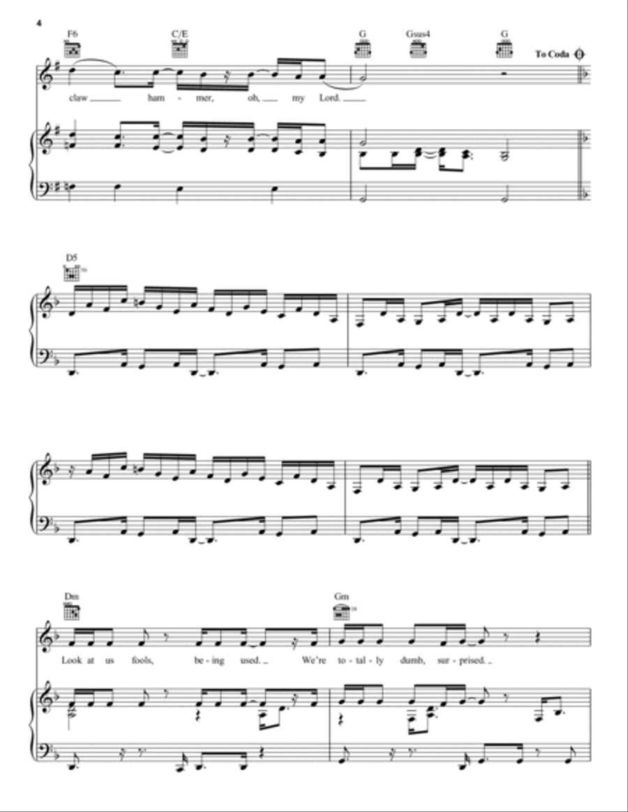 Claw Hammer Piano, Vocal, Guitar scores gallery preview page 4
