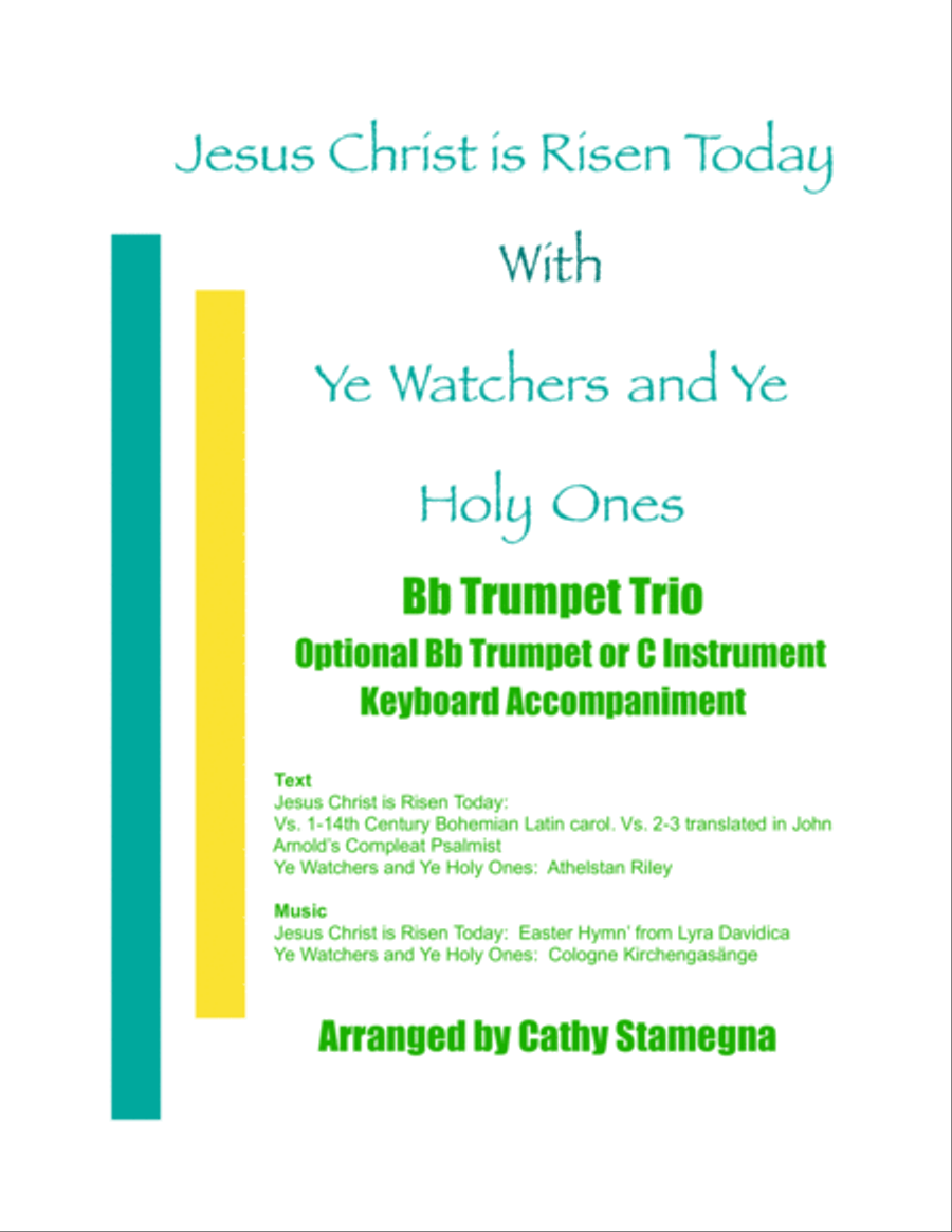 Jesus Christ is Risen Today with Ye Watchers and Ye Holy Ones (Bb Trumpet Trio or Quartet), Acc. Trumpet Trio scores gallery preview page 1
