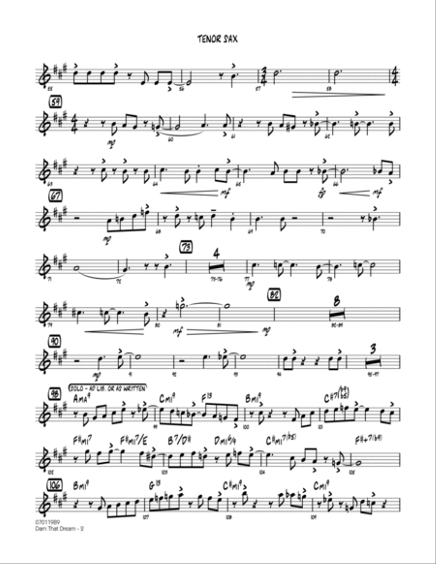 Darn That Dream - Tenor Sax Jazz Ensemble scores gallery preview page 2