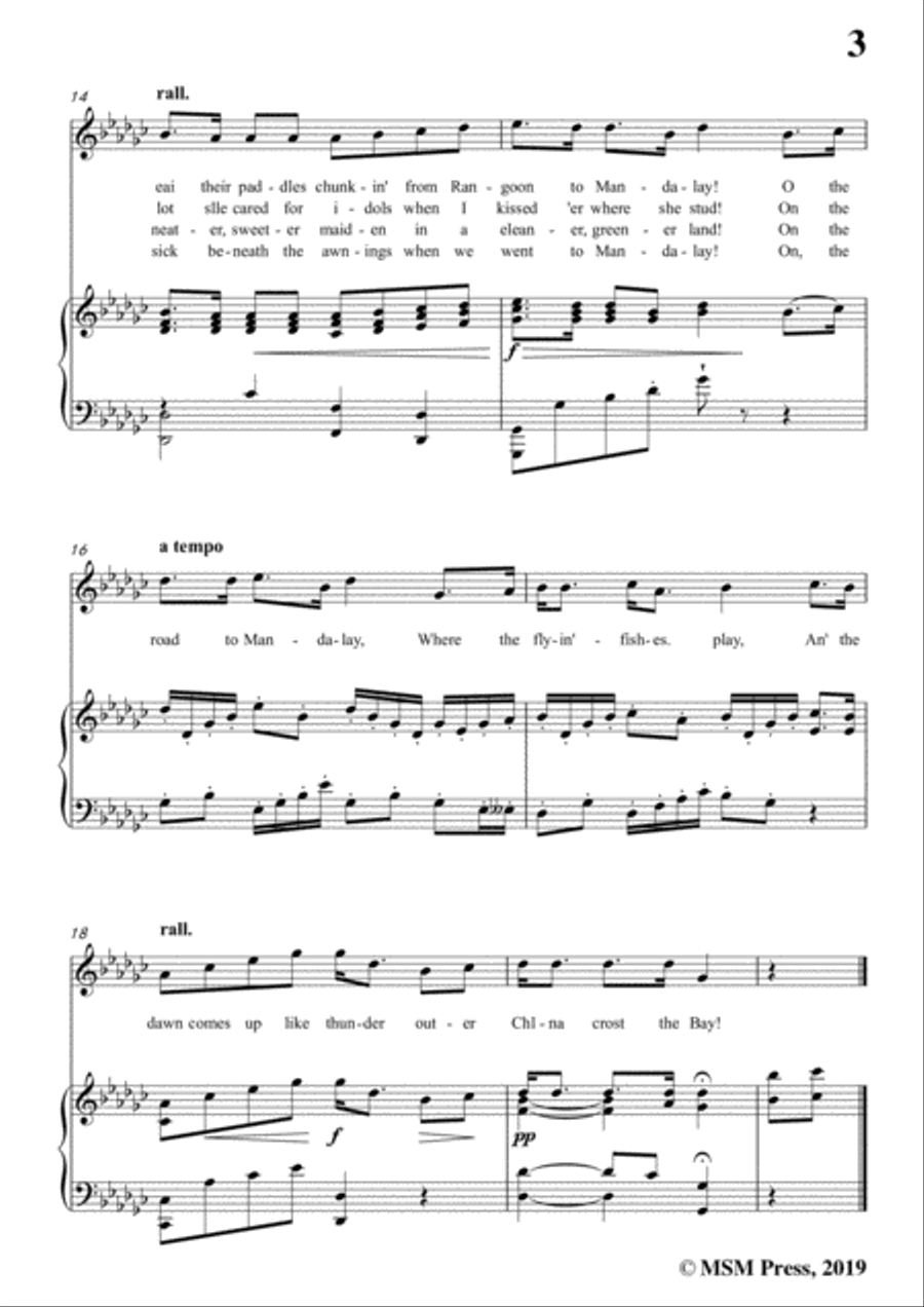 Henry Trevannion-On the Road to Mandalay,in G flat Major,for Voice&Piano Voice scores gallery preview page 5