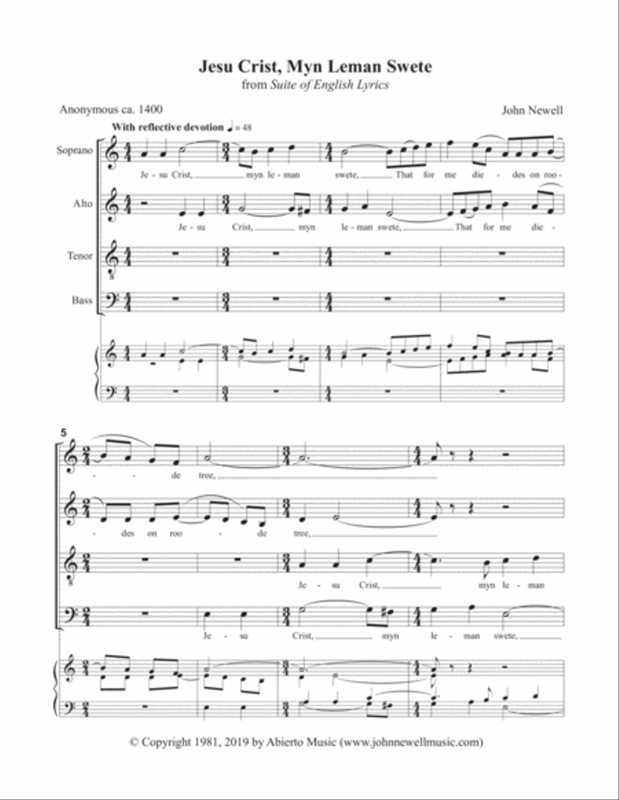Jesu Crist, Myn Leman Swete 4-Part scores gallery preview page 3