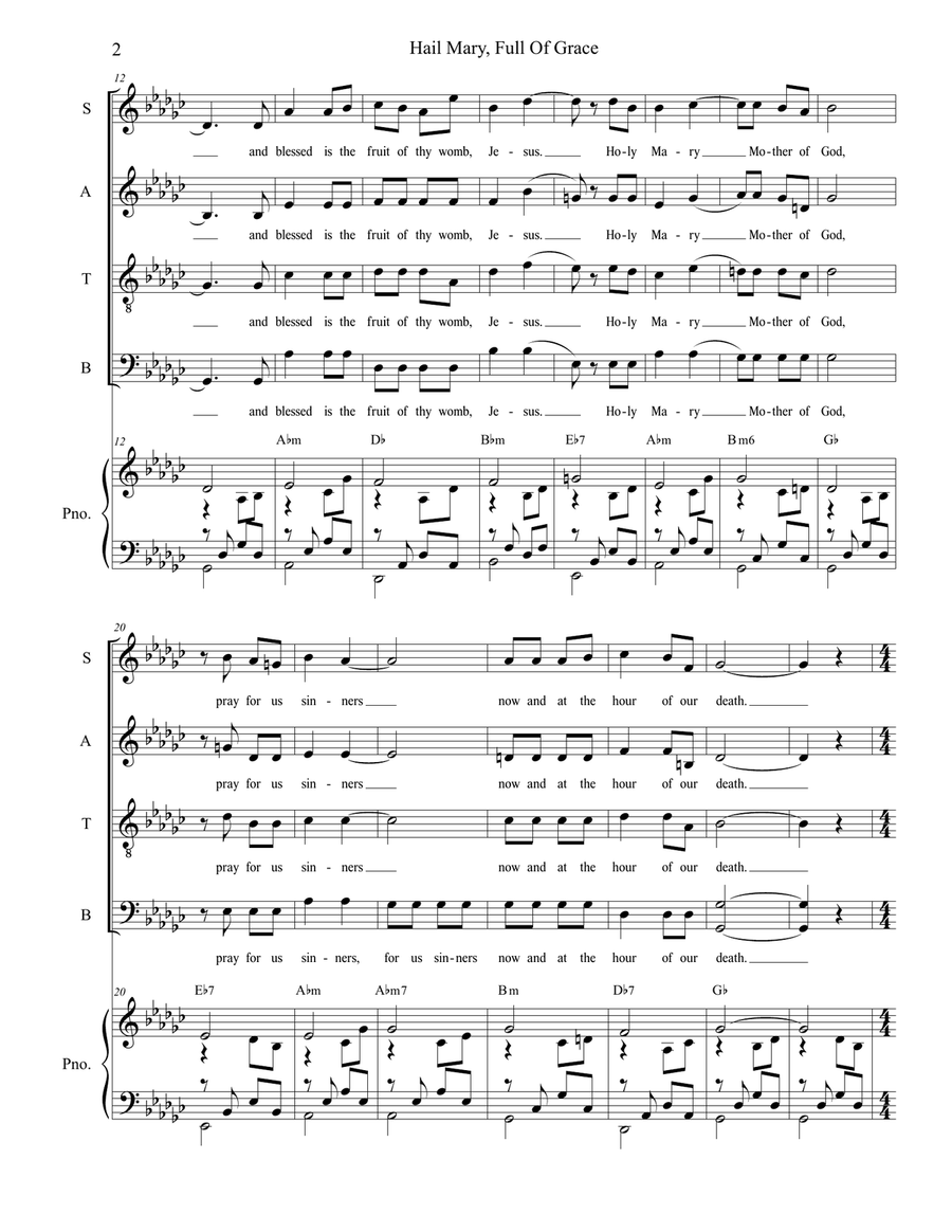 Hail Mary, Full Of Grace Hail Mary, Full Of Grace 4-Part scores gallery preview page 3
