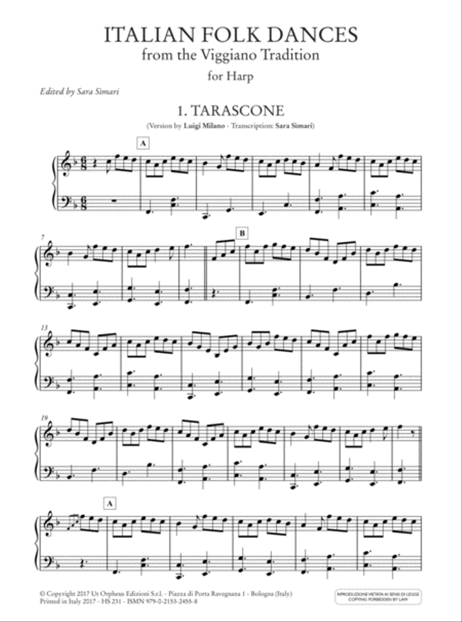 Italian Folk Dances from the Viggiano Tradition for Harp Harp scores gallery preview page 2