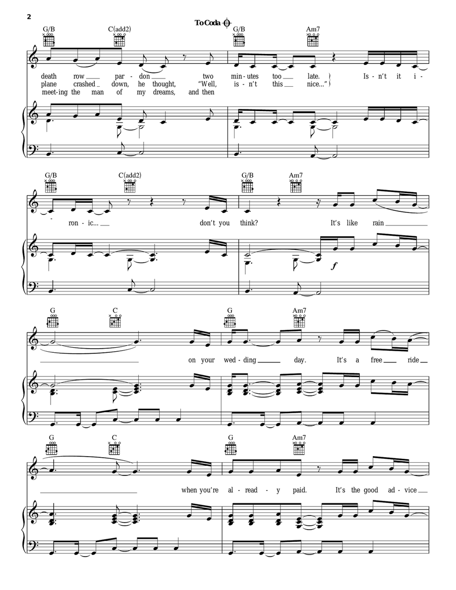 Ironic Ironic Piano, Vocal, Guitar scores gallery preview page 2