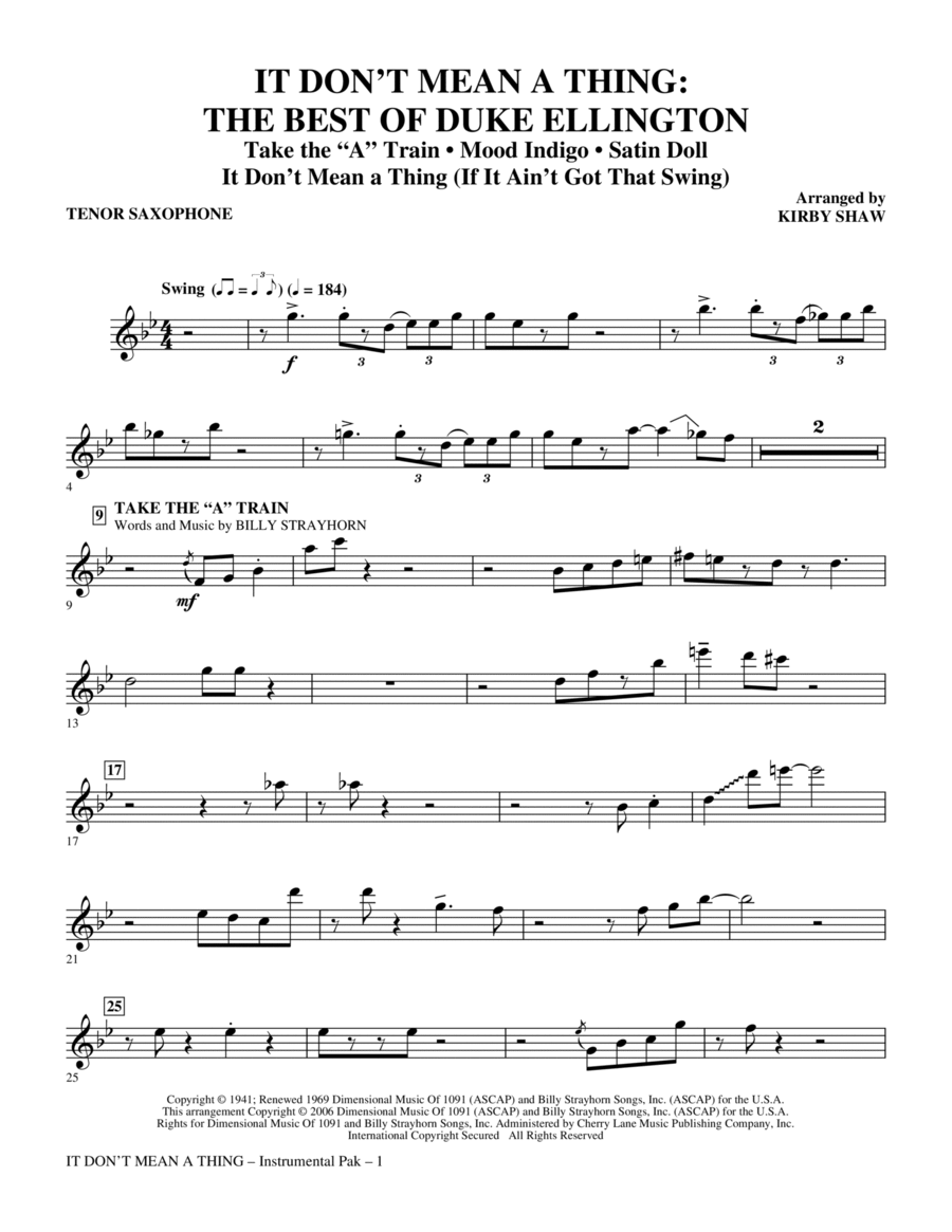 It Don't Mean A Thing: The Best Of Duke Ellington (Medley) - Tenor Sax Choir scores gallery preview page 1