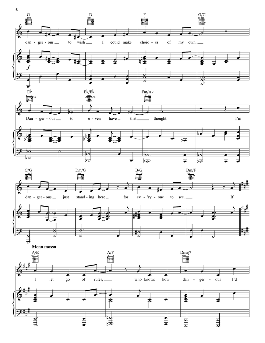 Dangerous To Dream (from Frozen: the Broadway Musical) Piano, Vocal, Guitar scores gallery preview page 6