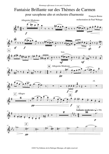 Fantaisie Brillante sur des Thèmes de Carmen for alto saxophone and concert band, oboe 1 part