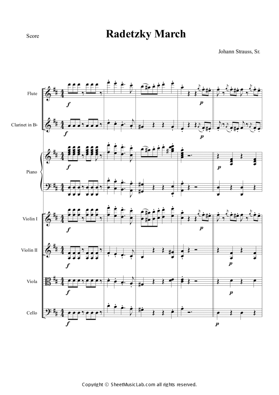 Radetzky Marsch Radetzky Marsch Orchestra scores gallery preview page 1