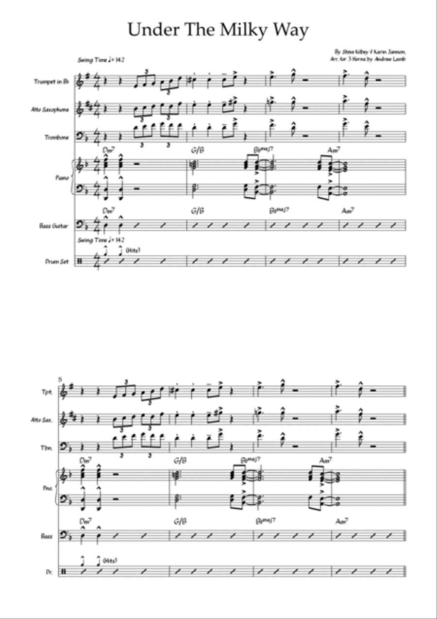 Under The Milky Way Jazz Ensemble scores gallery preview page 2
