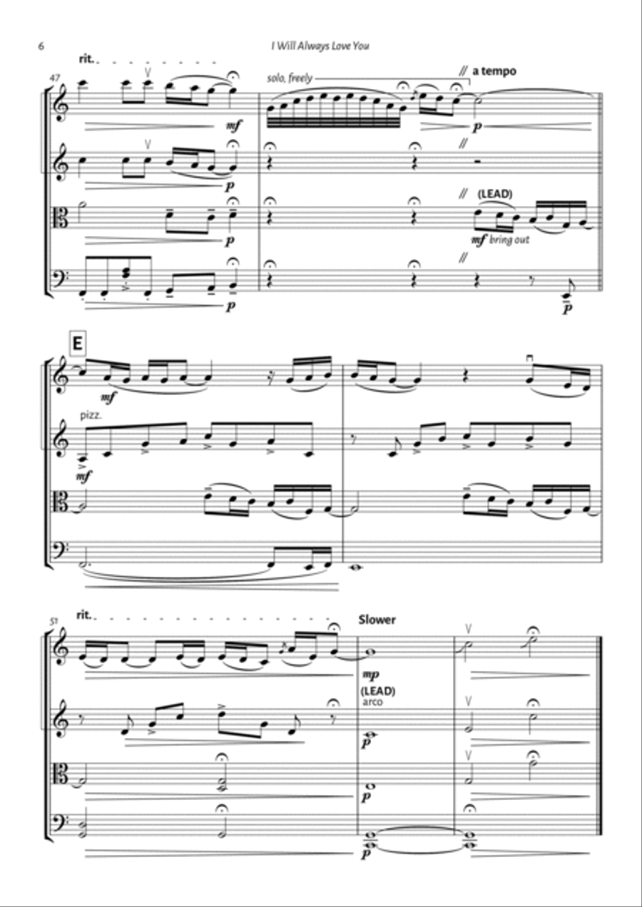 I Will Always Love You String Quartet scores gallery preview page 6