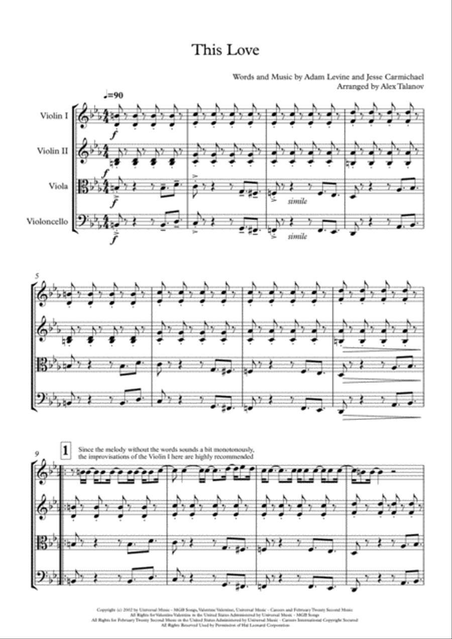 This Love This Love String Quartet scores gallery preview page 2