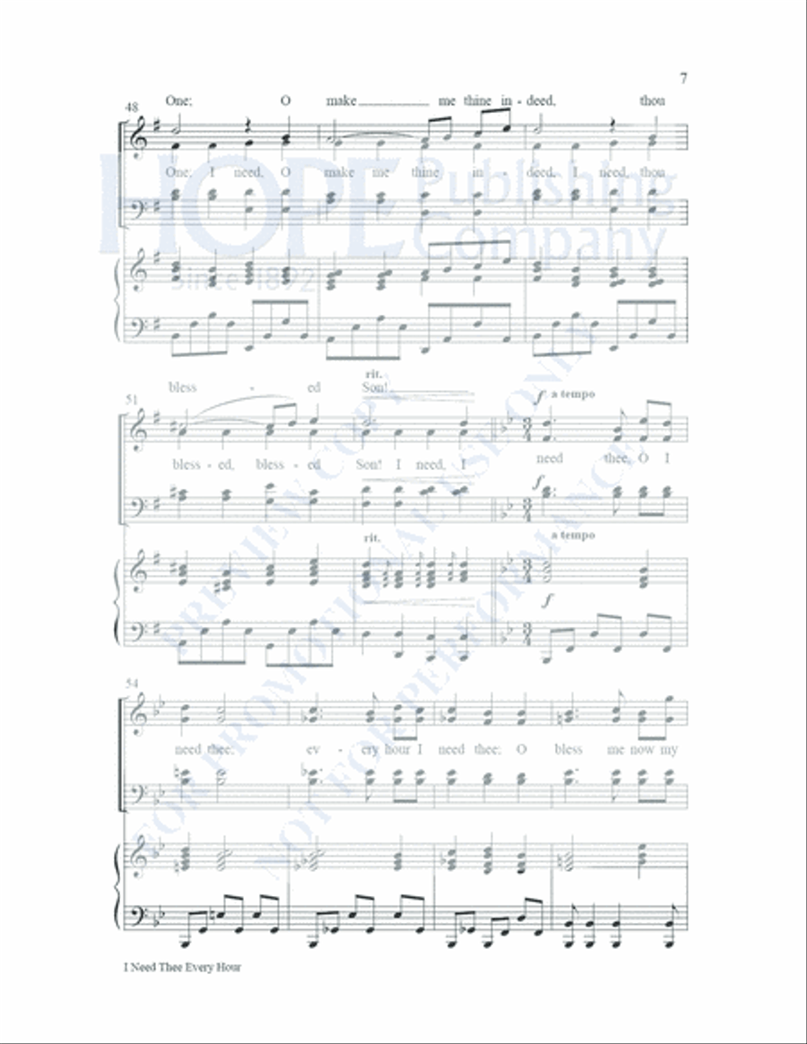 I Need Thee Every Hour 4-Part scores gallery preview page 8