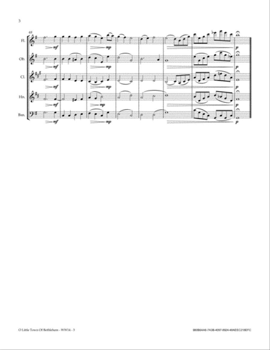 O Little Town Of Bethlehem Woodwind Quintet scores gallery preview page 4