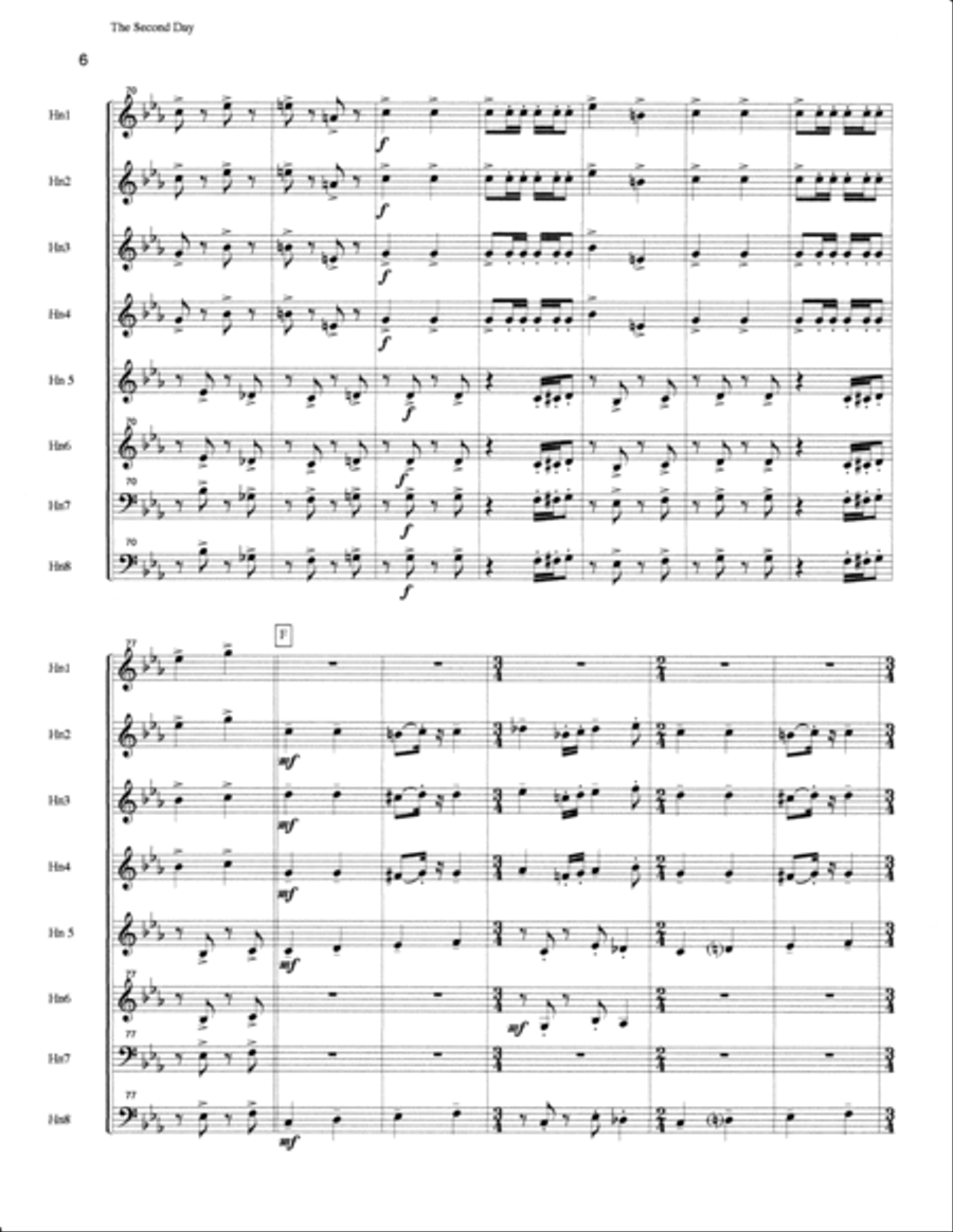 The Second Day for French Horn Octet Brass Ensemble scores gallery preview page 6