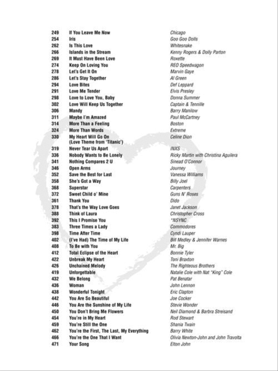 VH1's 100 Greatest Love Songs Easy Piano scores gallery preview page 7