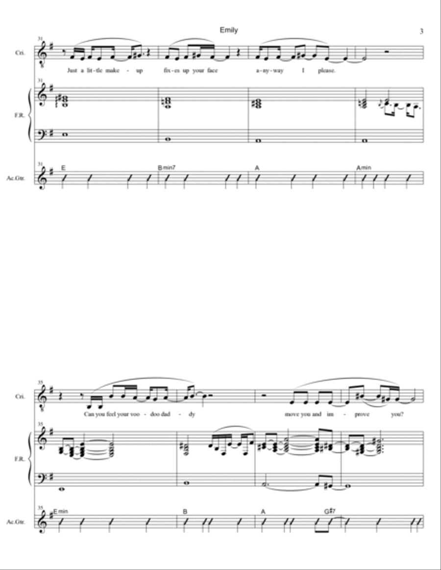 Emily Piano, Vocal, Guitar scores gallery preview page 3