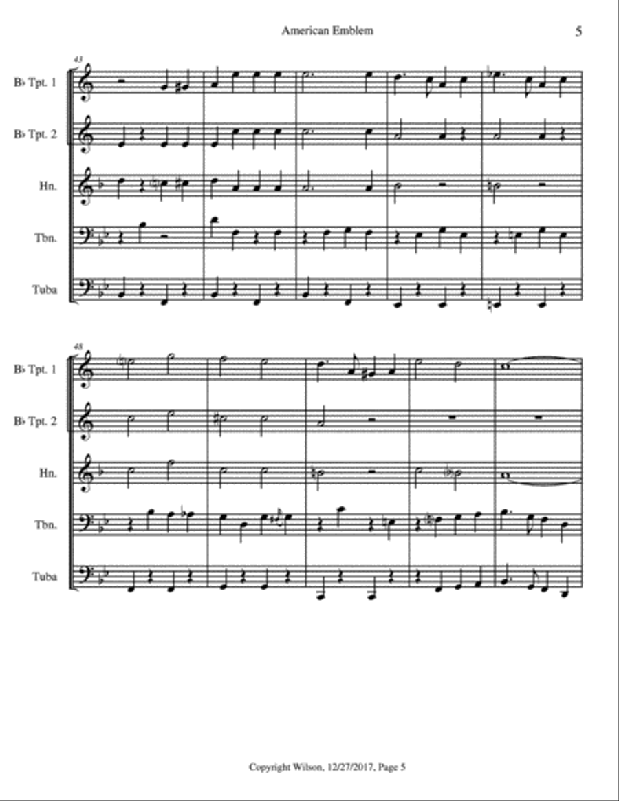 American Emblem American Emblem Brass Quintet scores gallery preview page 6