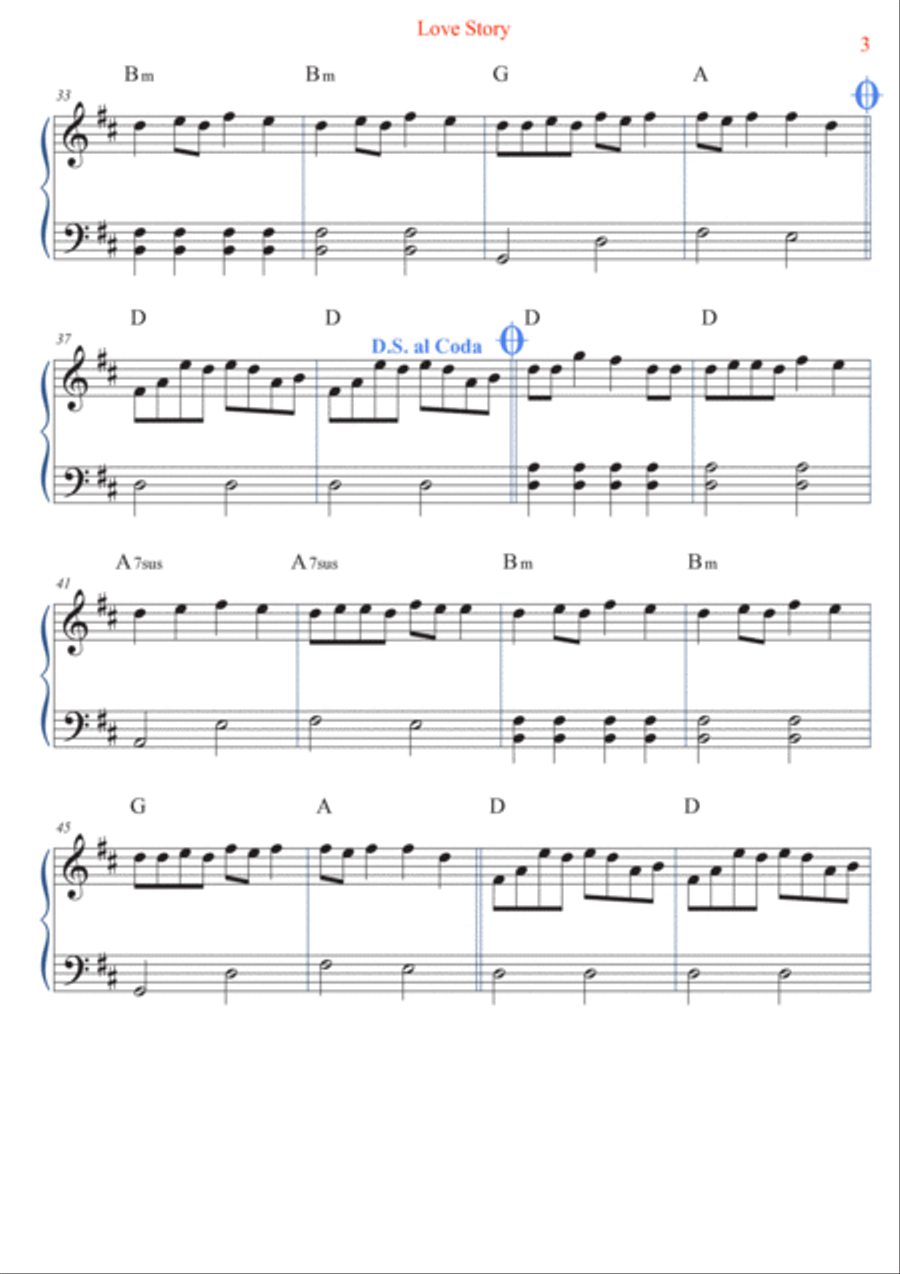 Love Story Easy Piano scores gallery preview page 3