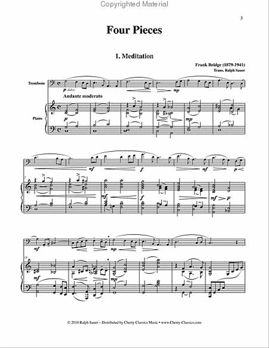 Four Pieces for Trombone & Piano Piano Accompaniment scores gallery preview page 8