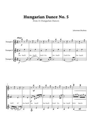 Hungarian Dance No. 5 by Brahms for Ttrumpet Trio