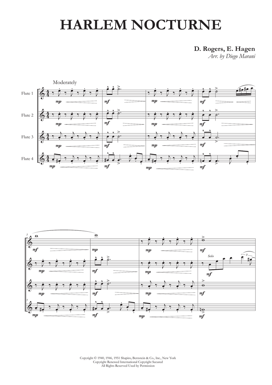 Harlem Nocturne Woodwind Quartet scores gallery preview page 2