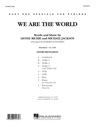 Book cover for We Are The World - Full Score