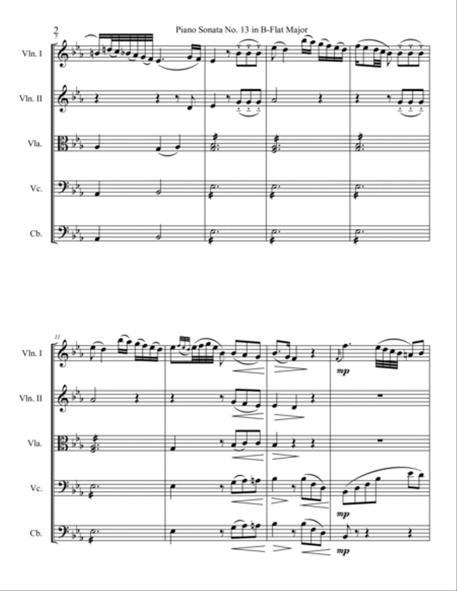 Piano Sonata No. 13, Movement 2 String Orchestra scores gallery preview page 2