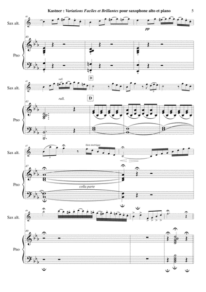 Jean-Georges Kastner: Variations Faciles et Brillantes for alto saxophone and piano by Paul Wehage Alto Saxophone - Digital Sheet Music